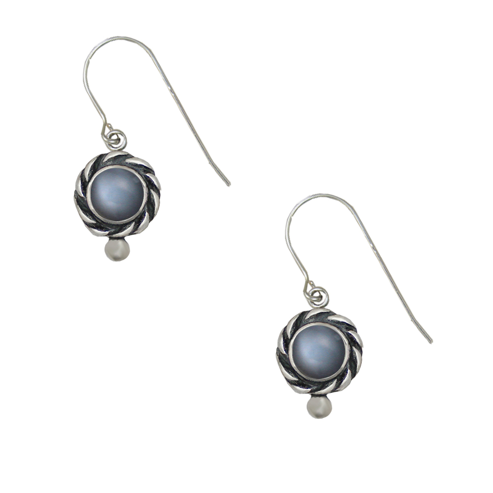 Sterling Silver Petite Grey Moonstone Gemstone Drop Dangle Earrings